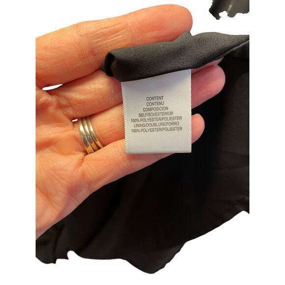 WAYF x BFF Sarah Silver Metallic & Black Off the Shoulder Top Sheer Long Sleeves - Picture 9 of 12